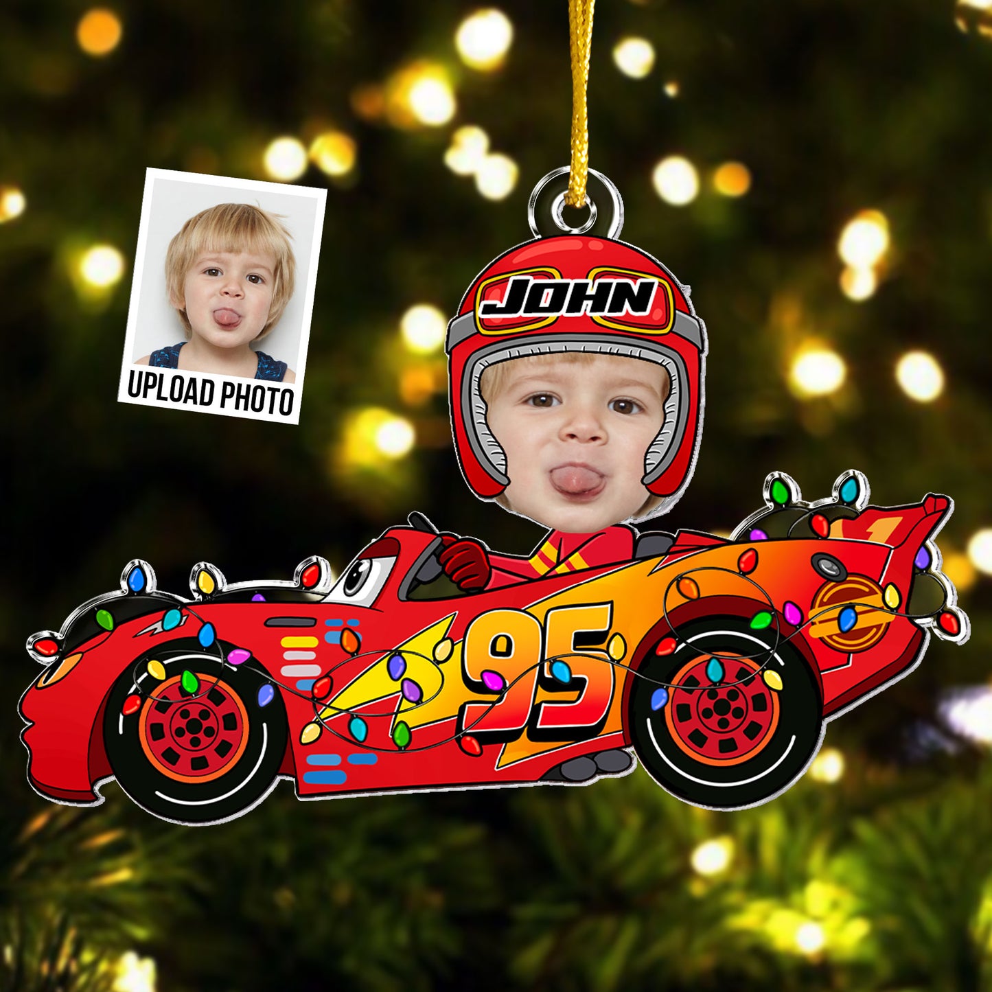 Funny Custom Kid Face Car Toys - Personalized Acrylic Photo Ornament