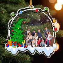 Funny Custom Photo Family, Friends Under Christmas Tree - Personalized Acrylic Photo Ornament