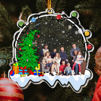 Funny Custom Photo Family, Friends Under Christmas Tree - Personalized Acrylic Photo Ornament