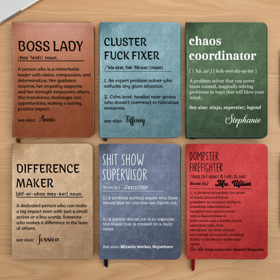 Funny Definition Notebook - Exchange Gifts, Gag Gift For Women, Men, Coworker, Boss - Personalized Leather Journal