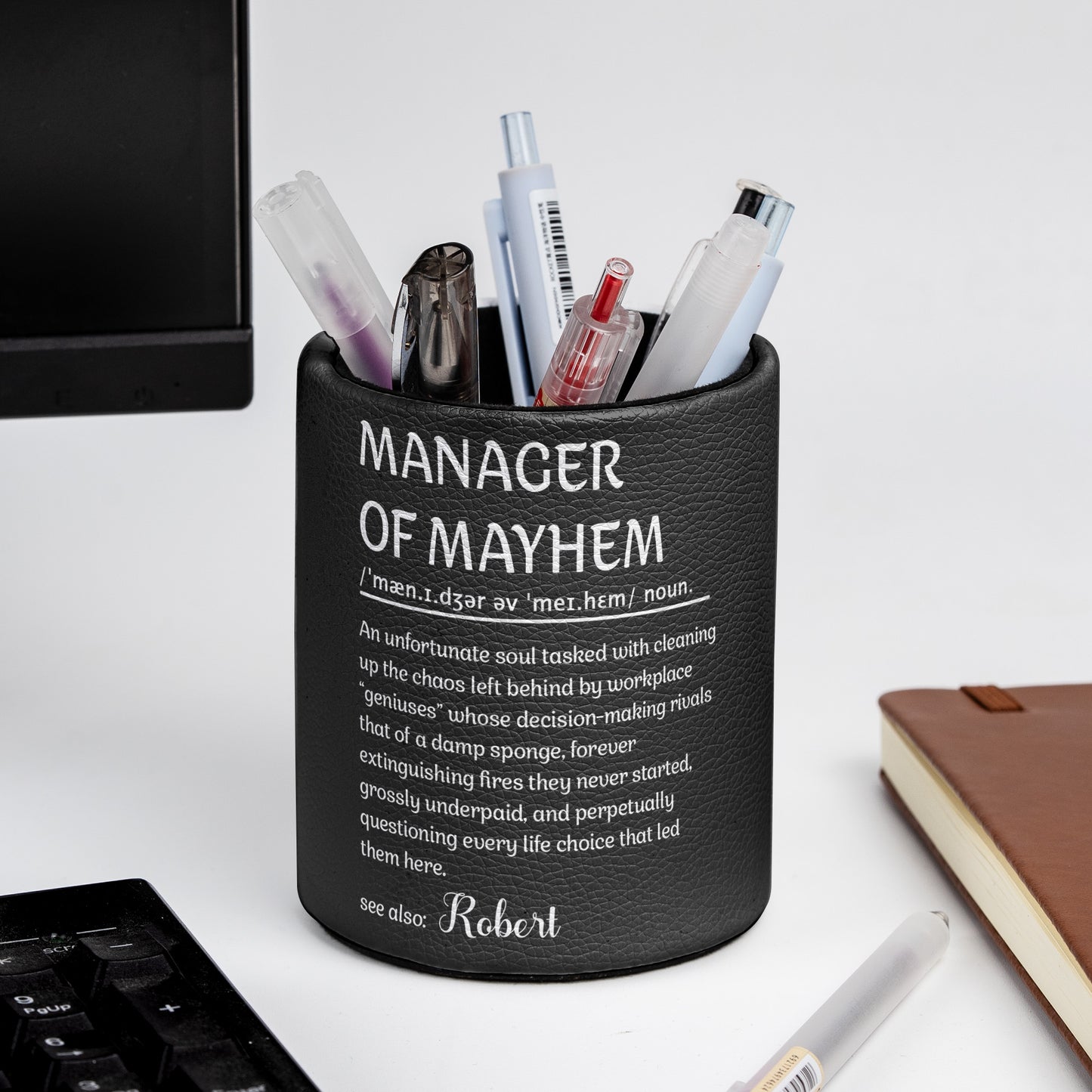 Funny Definitions Desk Decors - Exchange Gifts For Coworkers, Boss, Boss Lady, Hr, Friends - Personalized Pen Holder