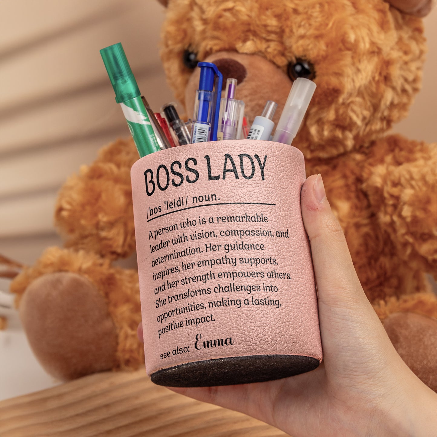 Funny Definitions Desk Decors - Exchange Gifts For Coworkers, Boss, Boss Lady, Hr, Friends - Personalized Pen Holder