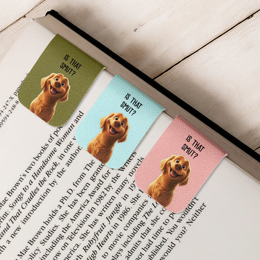 Funny Dog, Cat, Book Lover - Personalized Leather Magnetic Bookmark