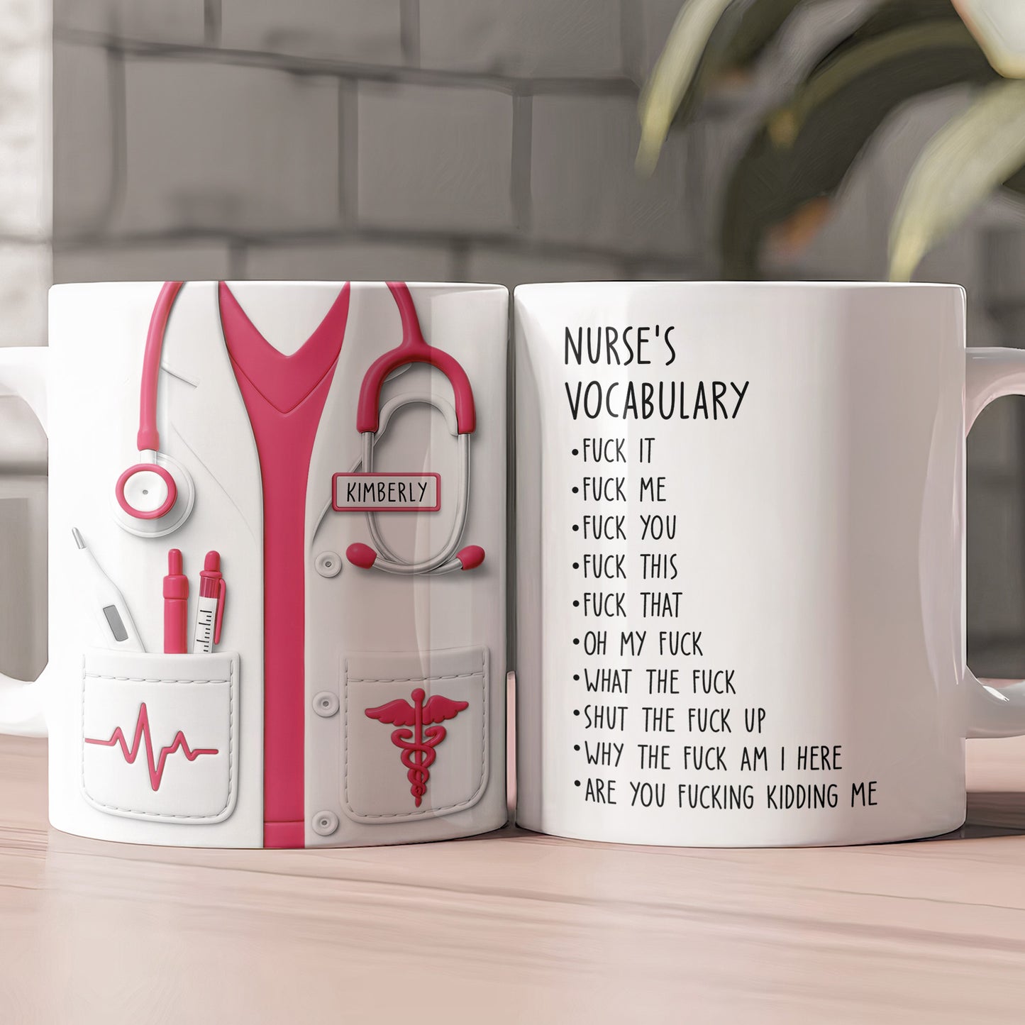 Funny Gift For Nurse - Nurse Vocabulary Custom Flattened Design - Personalized Mug