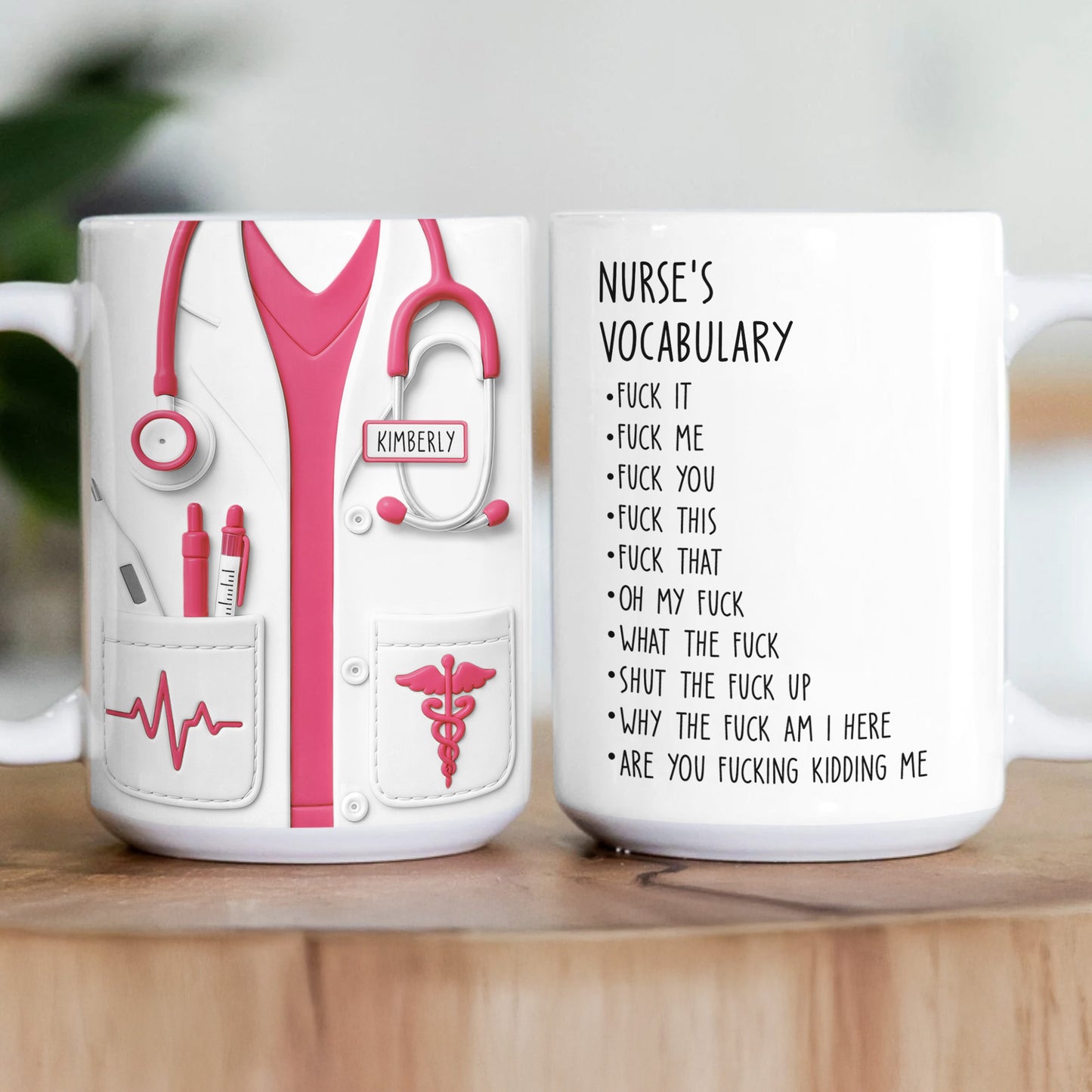 Funny Gift For Nurse - Nurse Vocabulary Custom Flattened Design - Personalized Mug