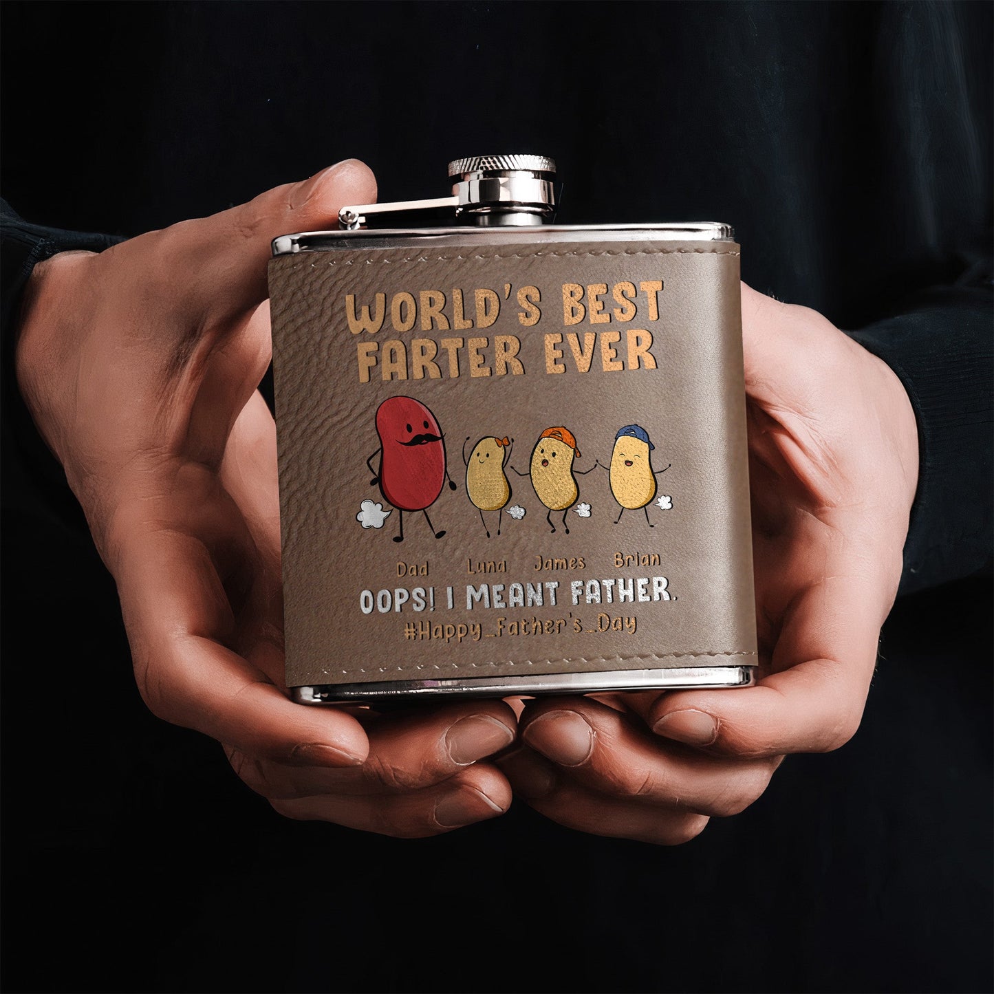 Funny Gift World's Best Farter Ever - Personalized Leather Flask