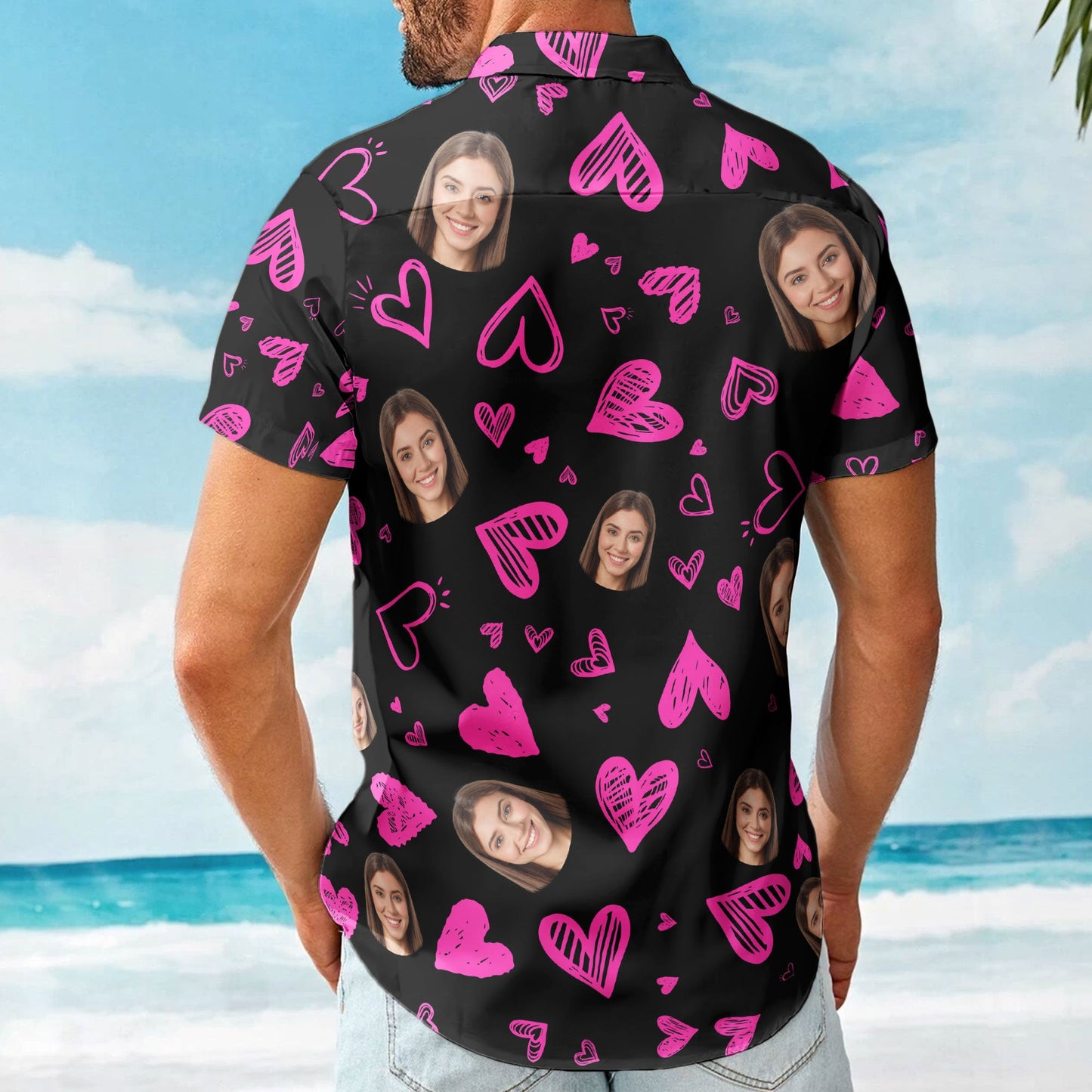 Funny Heart Custom Face Valentine's Day Gift - Custom Photo Hawaiian Shirts