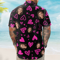 Funny Heart Custom Face Valentine's Day Gift - Custom Photo Hawaiian Shirts