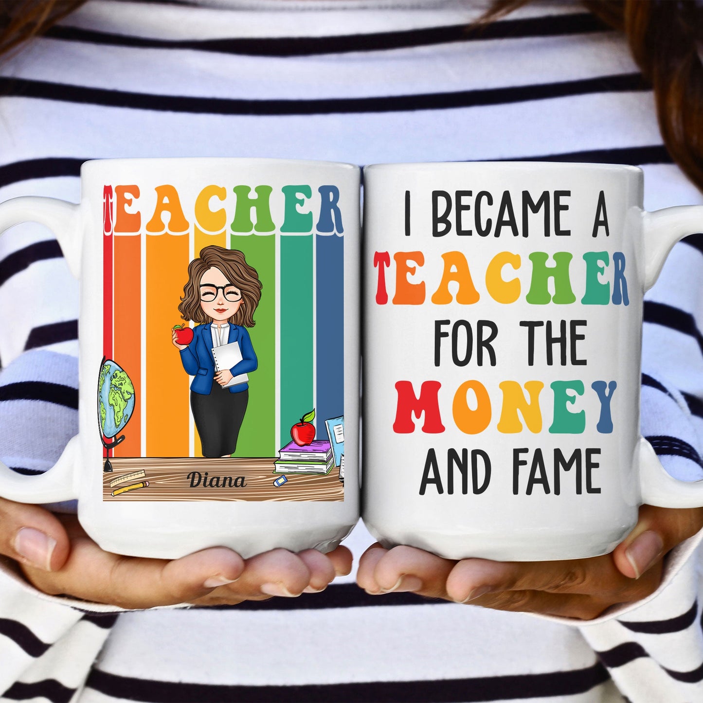 Funny I Became A Teacher For The Money And Fame - Personalized Mug