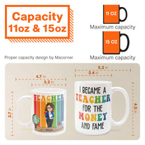 Funny I Became A Teacher For The Money And Fame - Personalized Mug