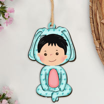 Funny Kid With An Easter Bunny Costume - Personalized Easter Basket Tags