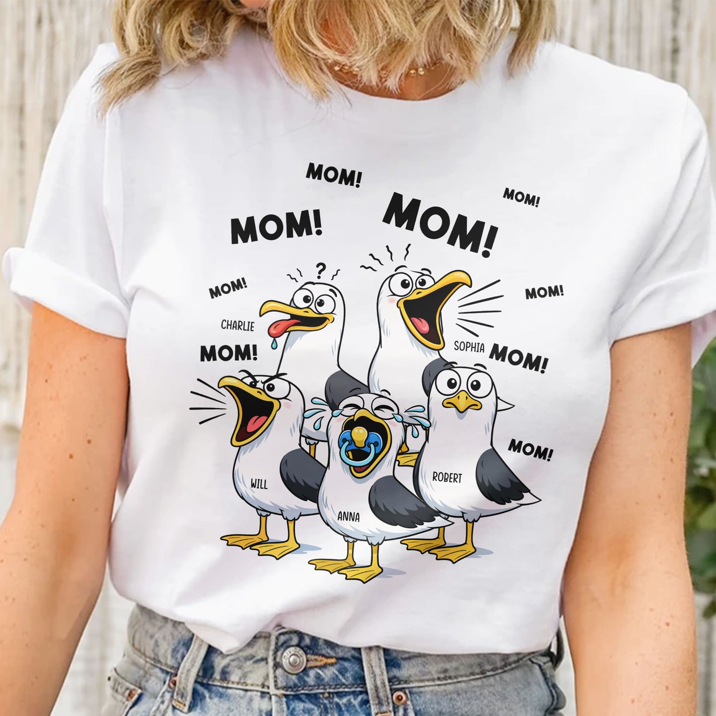 Mother's Day Gifts, Funny Mommy Shirt - Mom Mom Mom Seagull - Personalized Shirt