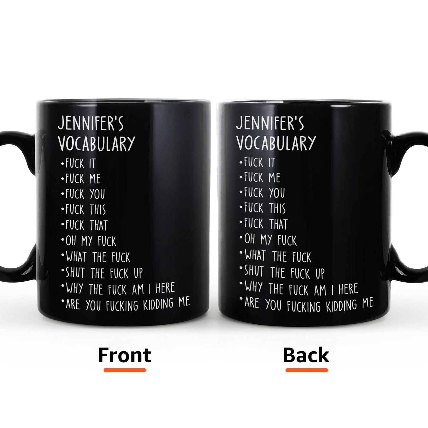 Funny Mug - Black Mug - F*Ck Vocabulary - Fun Gifts For Coworker, Friends, Boss, Nurse - Personalized Mug