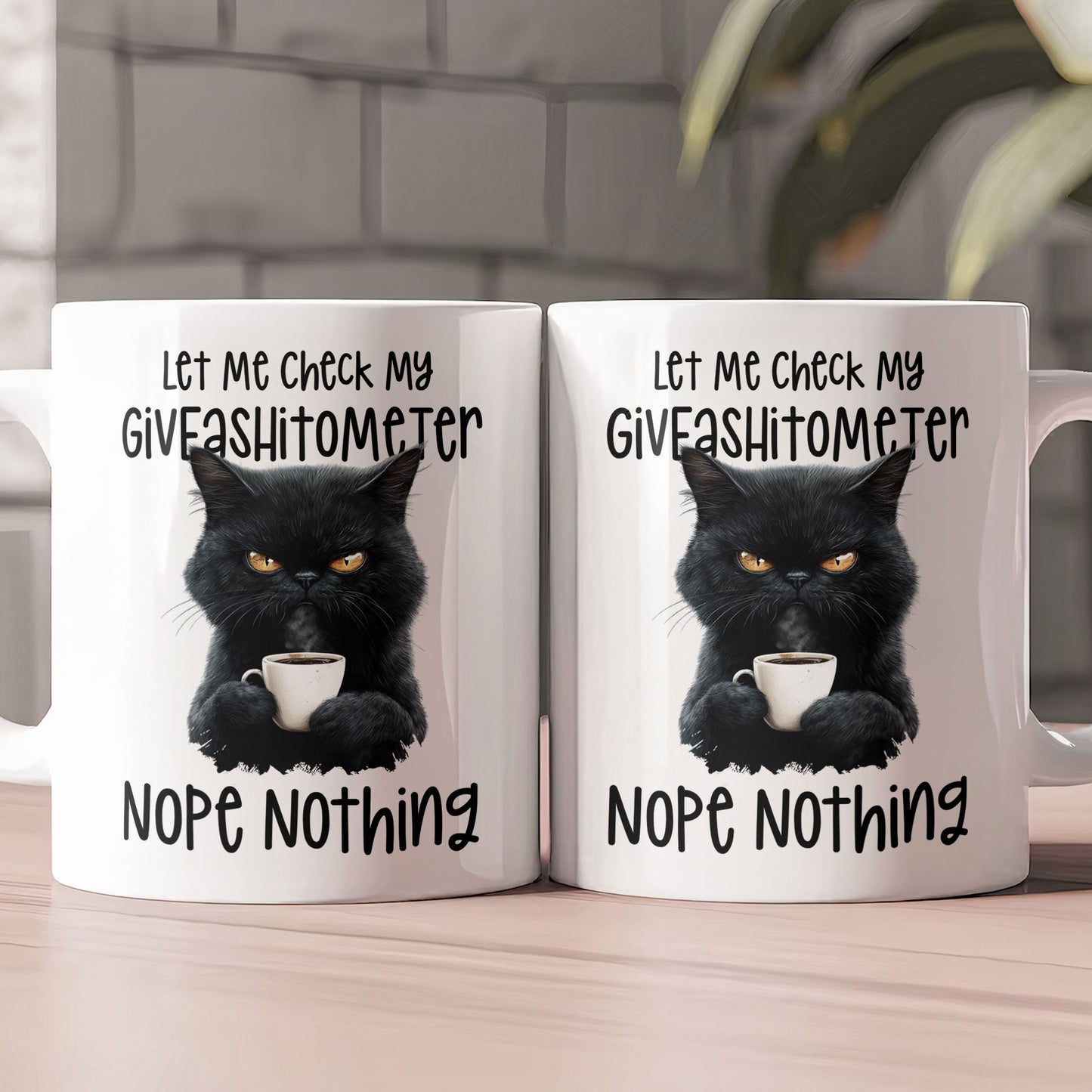 Funny Mug - Cat Let Me Check My Giveashitometer Nope Nothing - Exchange Gift, White Elephant Gifts For Coworkers - Mug