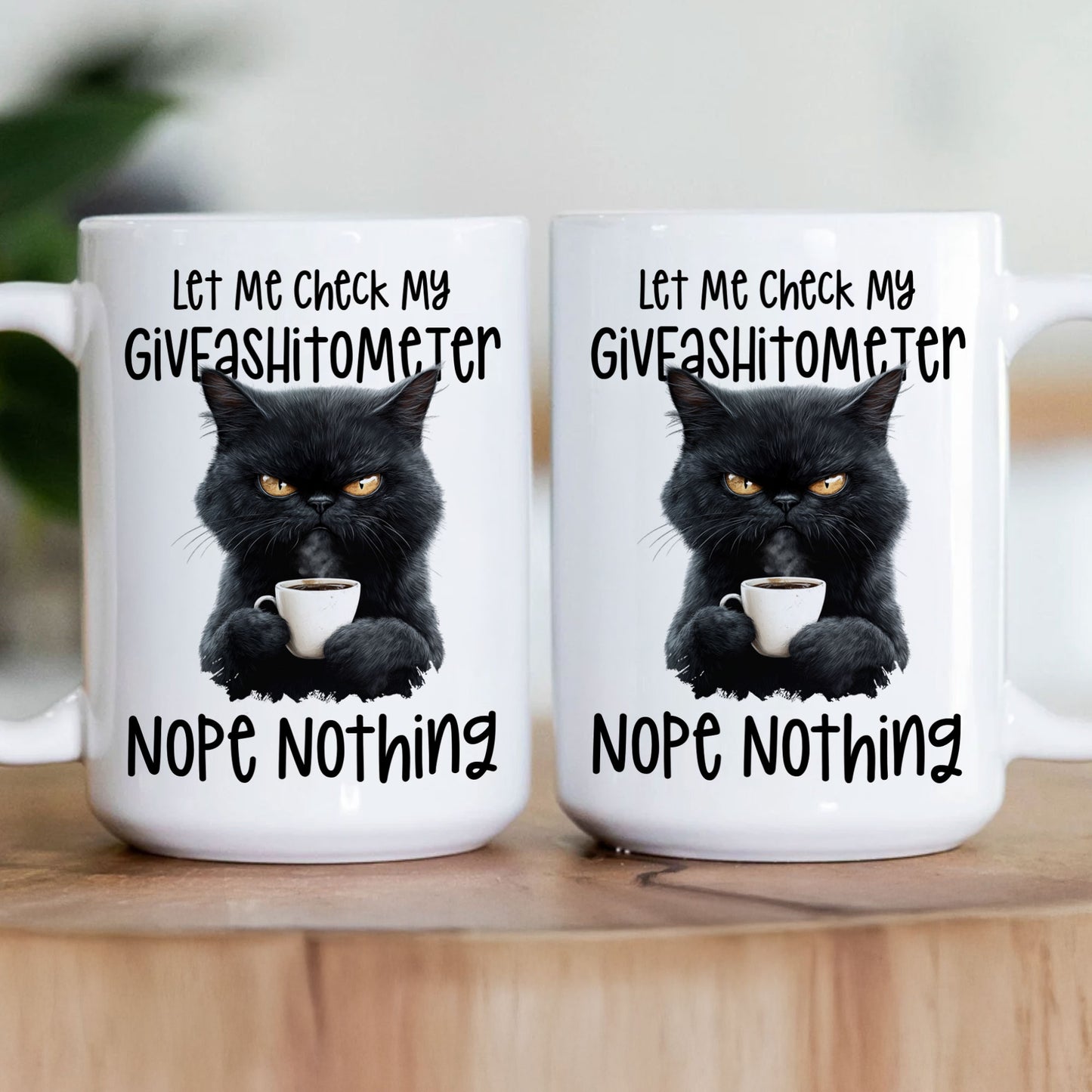 Funny Mug - Cat Let Me Check My Giveashitometer Nope Nothing - Exchange Gift, White Elephant Gifts For Coworkers - Mug