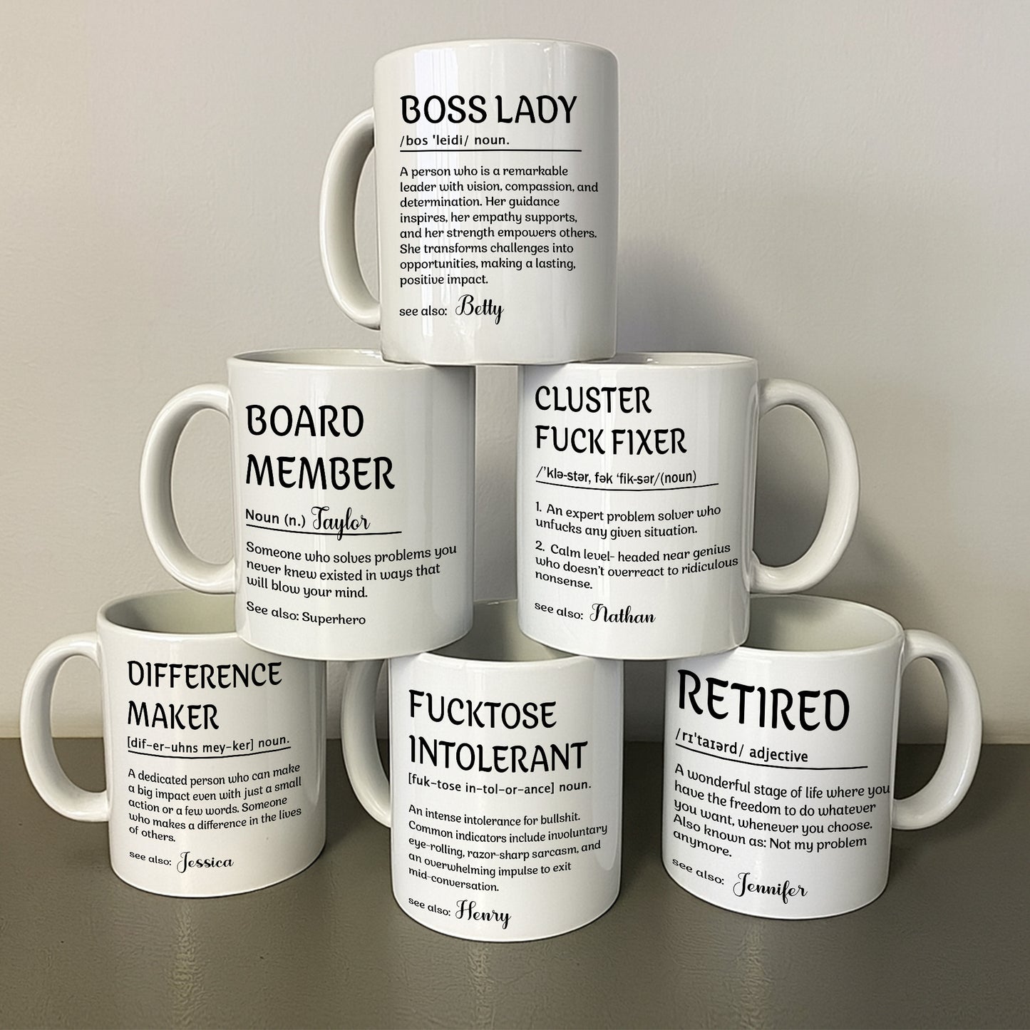 Funny Mug - Definitions - Exchange Gifts For Coworkers, Boss, Boss Lady, HR, Friends - Personalized Mug
