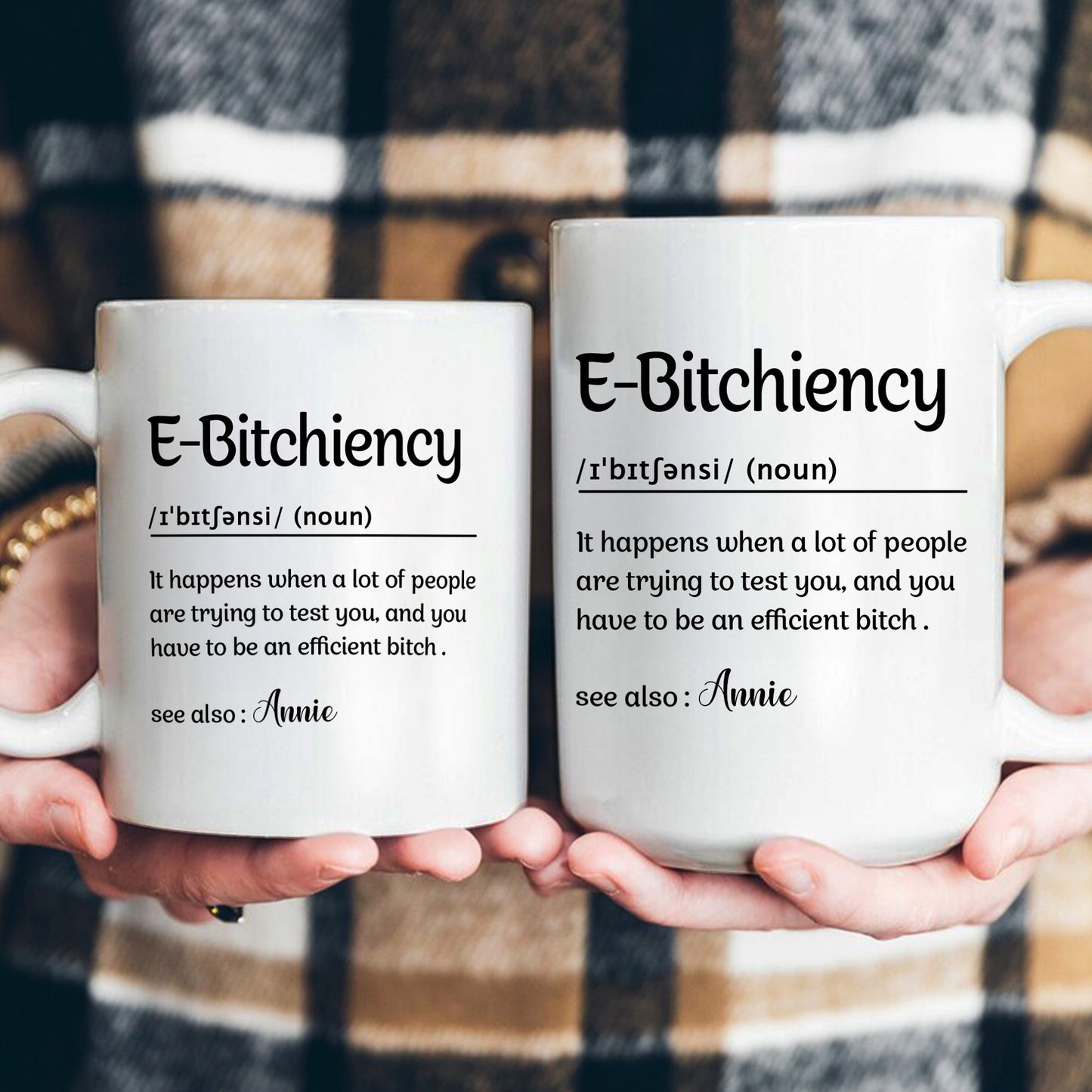 Funny Mug - E-B!Tchiency, B!tchalante, Ambitchous - Exchange Gifts, Elephant Gift For Coworkers - Personalized Mug