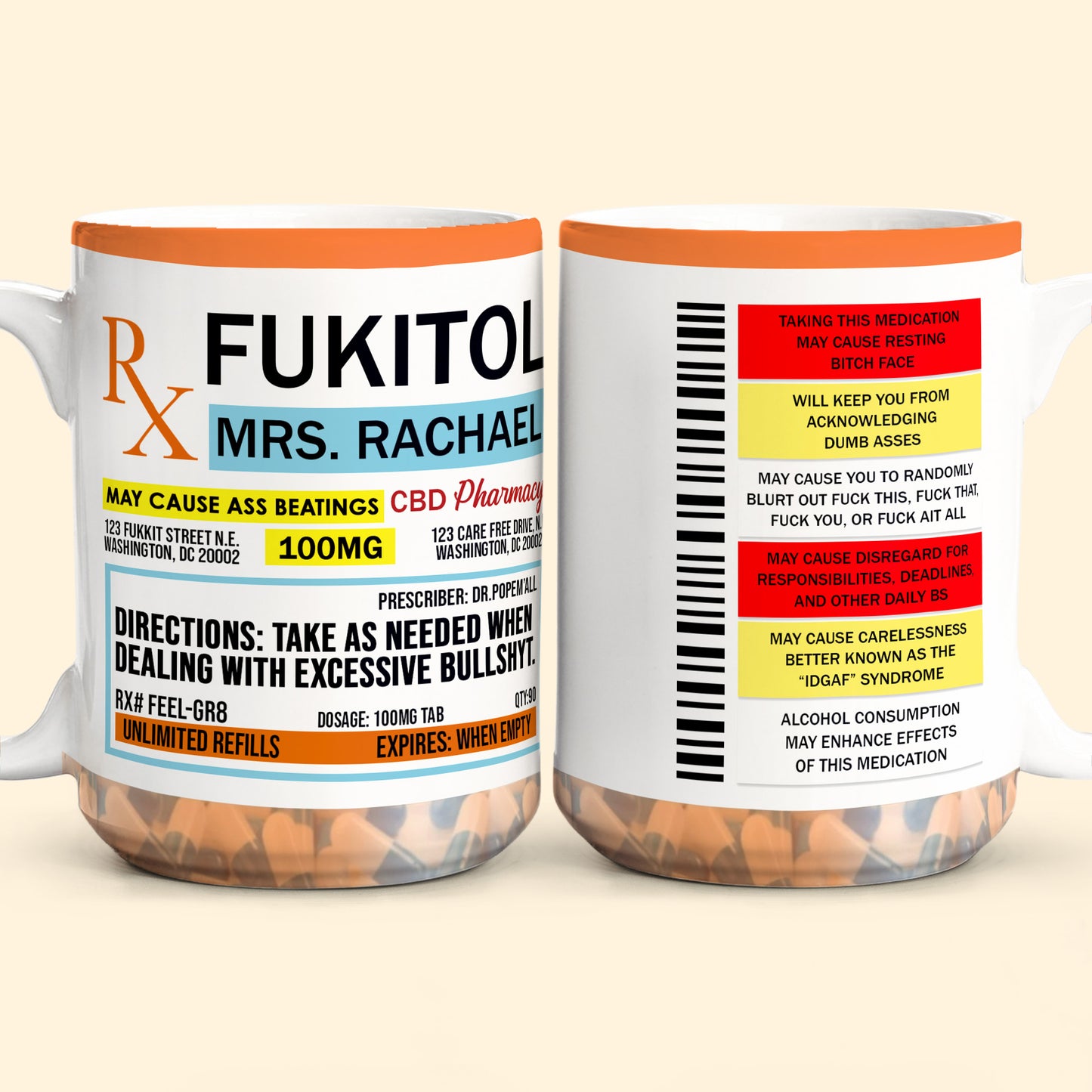 Funny Mug - Fukitol Rx Prescription - Gifts For Coworkers, Friends, Family - Personalized Mug