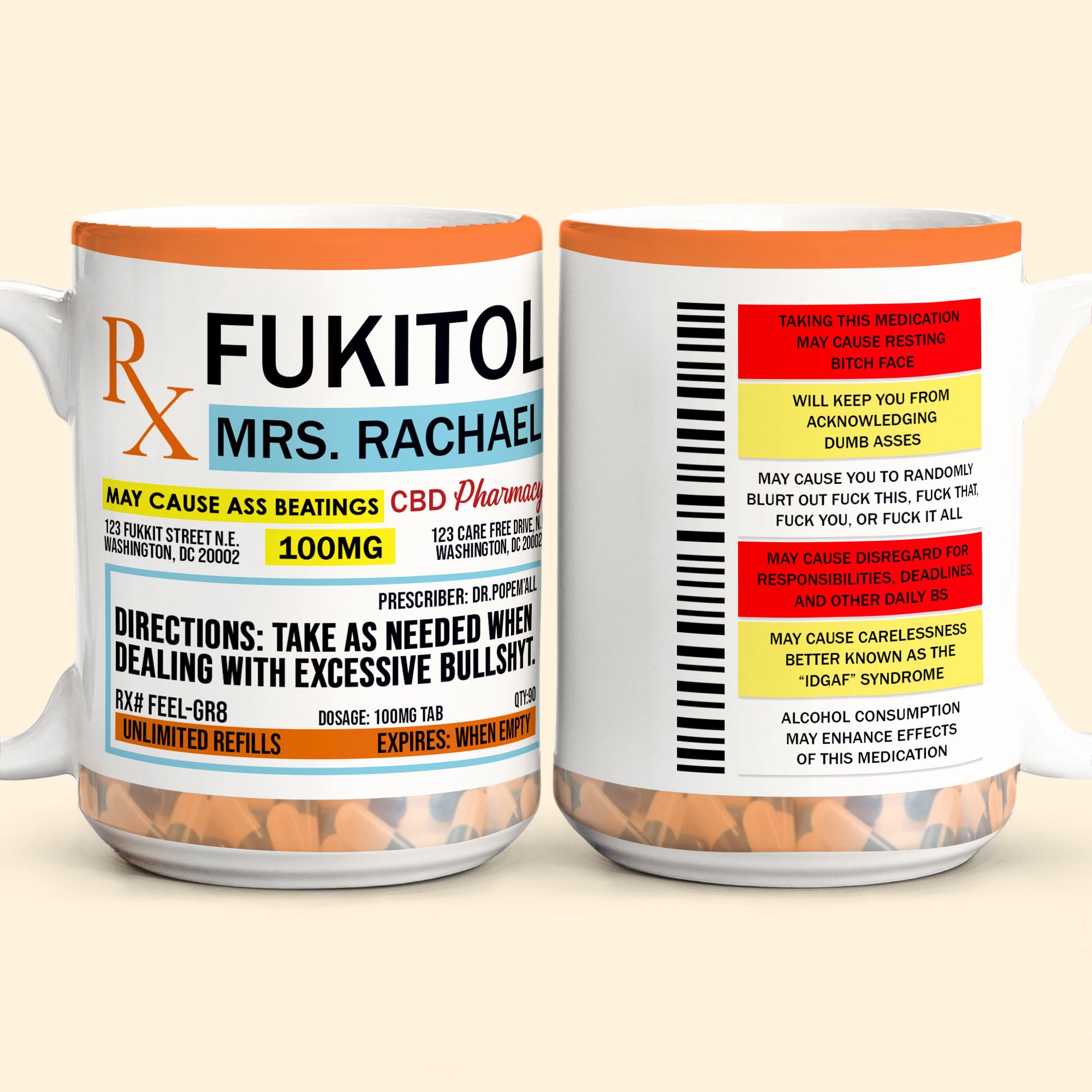 Funny Mug - Fukitol Rx Prescription - Gifts For Coworkers, Friends, Family - Personalized Mug