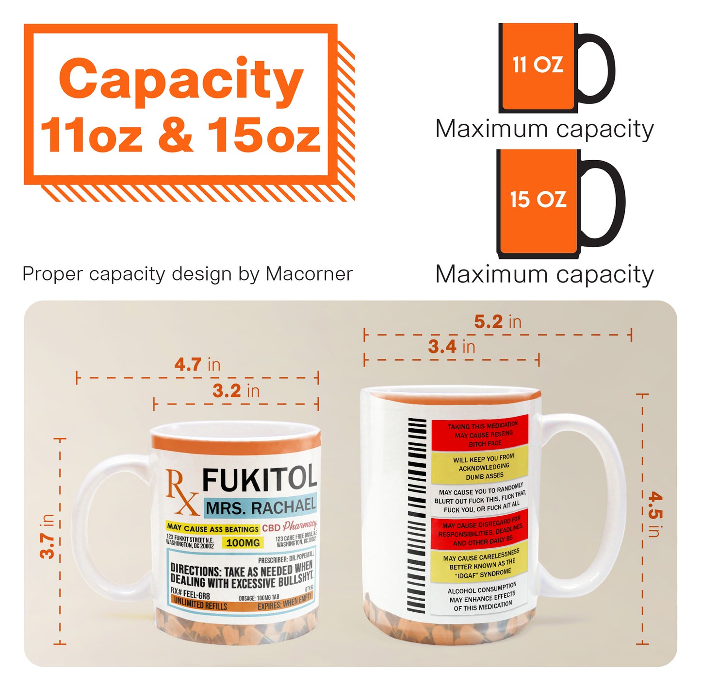 Funny Mug - Fukitol Rx Prescription - Gifts For Coworkers, Friends, Family - Personalized Mug