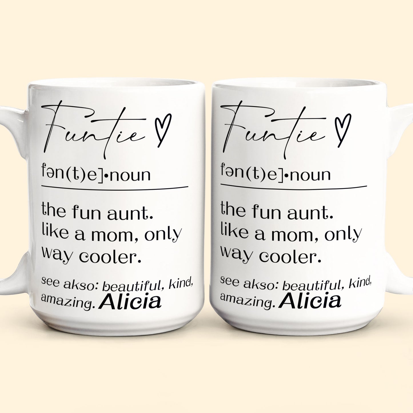 Funny Mug - Funtie Definition - Fun Gifts Aunt, Auntie, Women - Personalized Mug