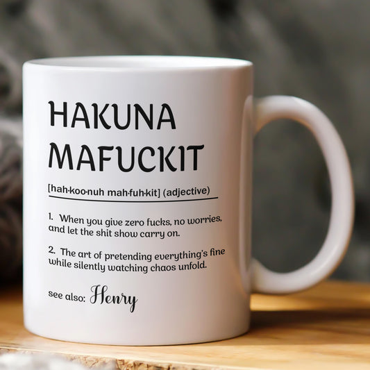 Funny Mug - Hakuna Mafuckit - Exchange Gifts, Elephant Gift, Gag Gift For Coworkers - Personalized Mug