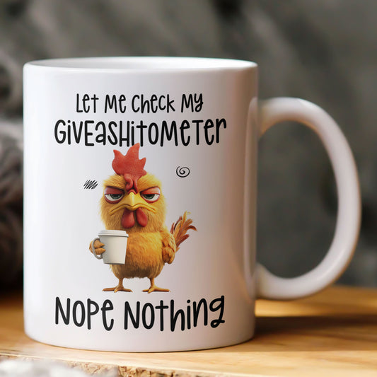 Funny Mug - Let Me Check My Giveashitometer Nope Nothing - Exchange Gift, White Elephant Gifts For Coworkers - Mug