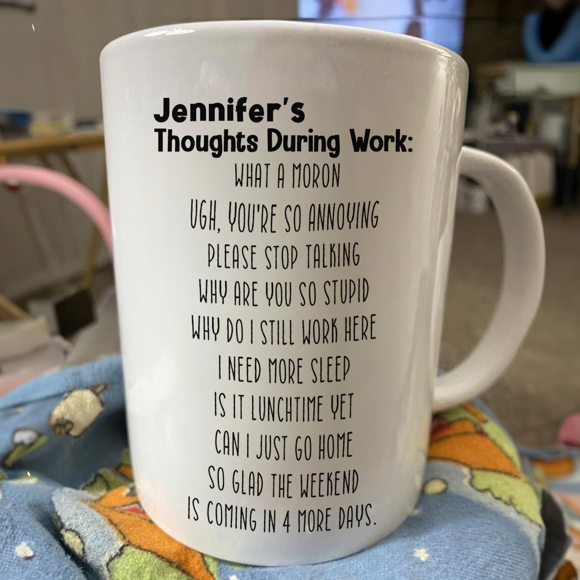 Funny Mug - Thoughts During Work - For Me Gift, Gifts For Coworkers, Boss - Personalized Mug