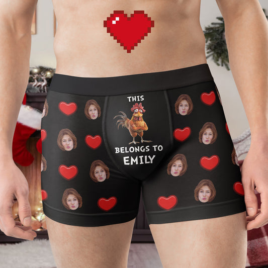 Funny New Version This Cock Belongs To - Personalized Photo Men's Boxer Briefs