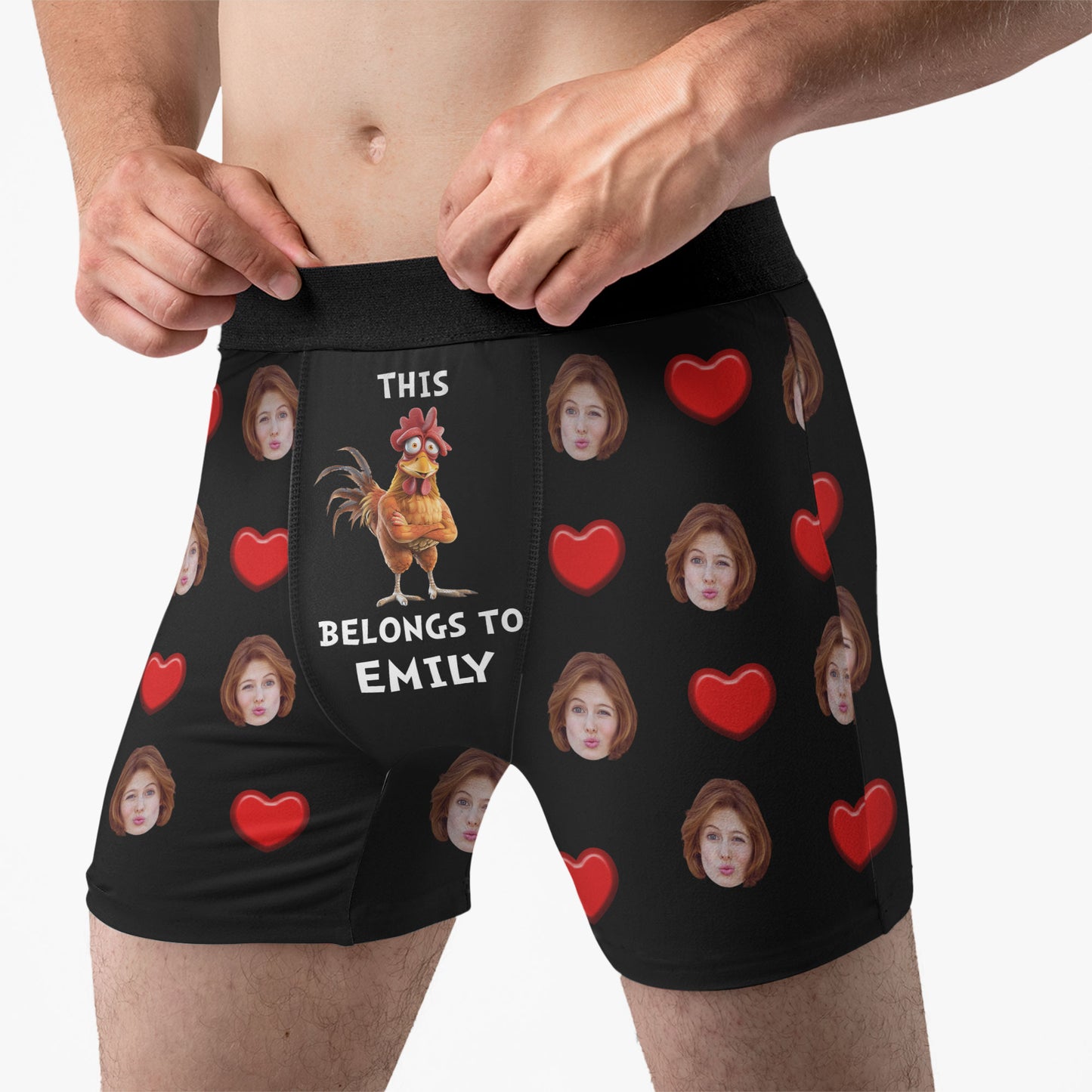 Funny New Version This Cock Belongs To - Personalized Photo Men's Boxer Briefs