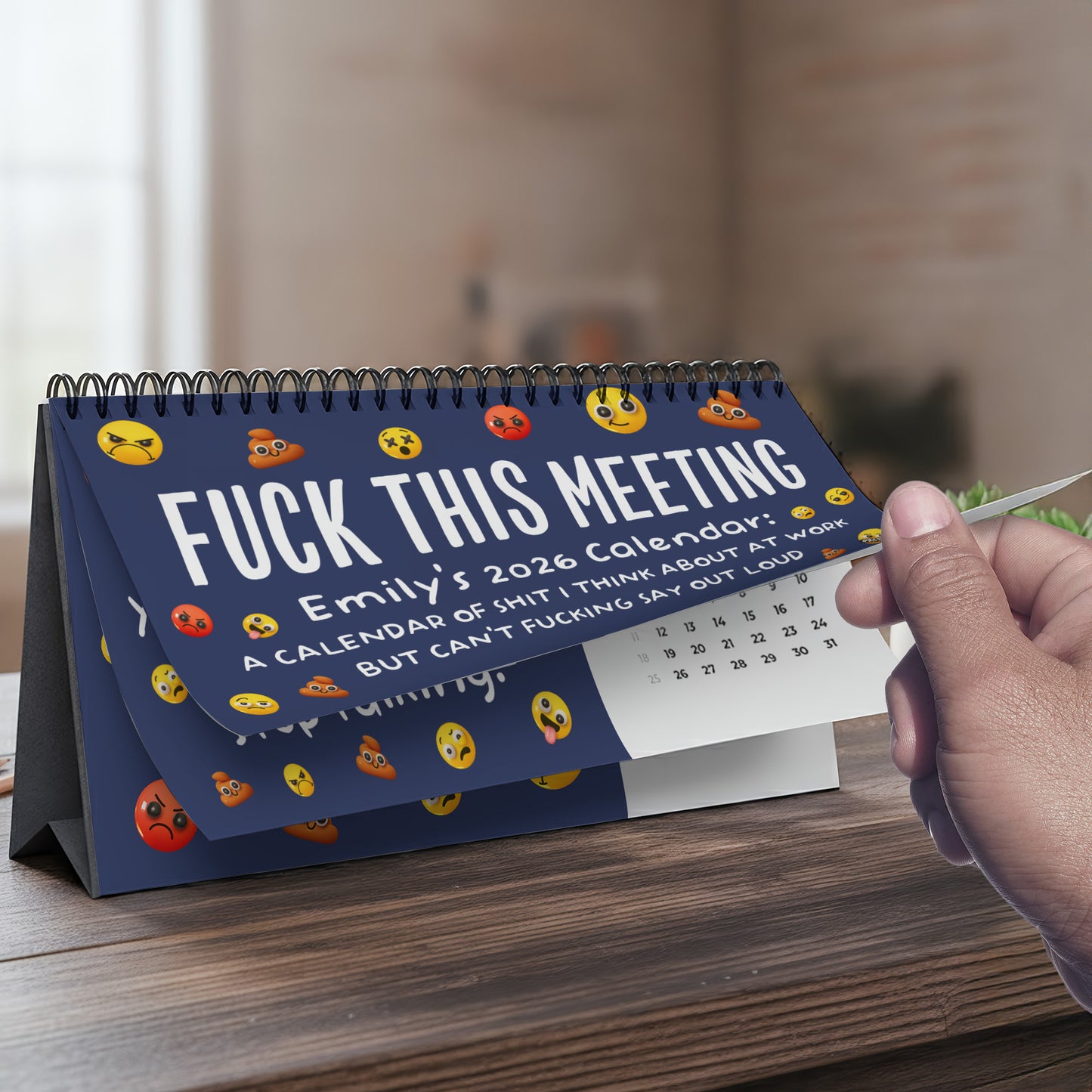 Funny Office Humor Gag White Elephant Gift For Coworkers, Boss, Men, & Women - Personalized Standing Desk Calendar 2026