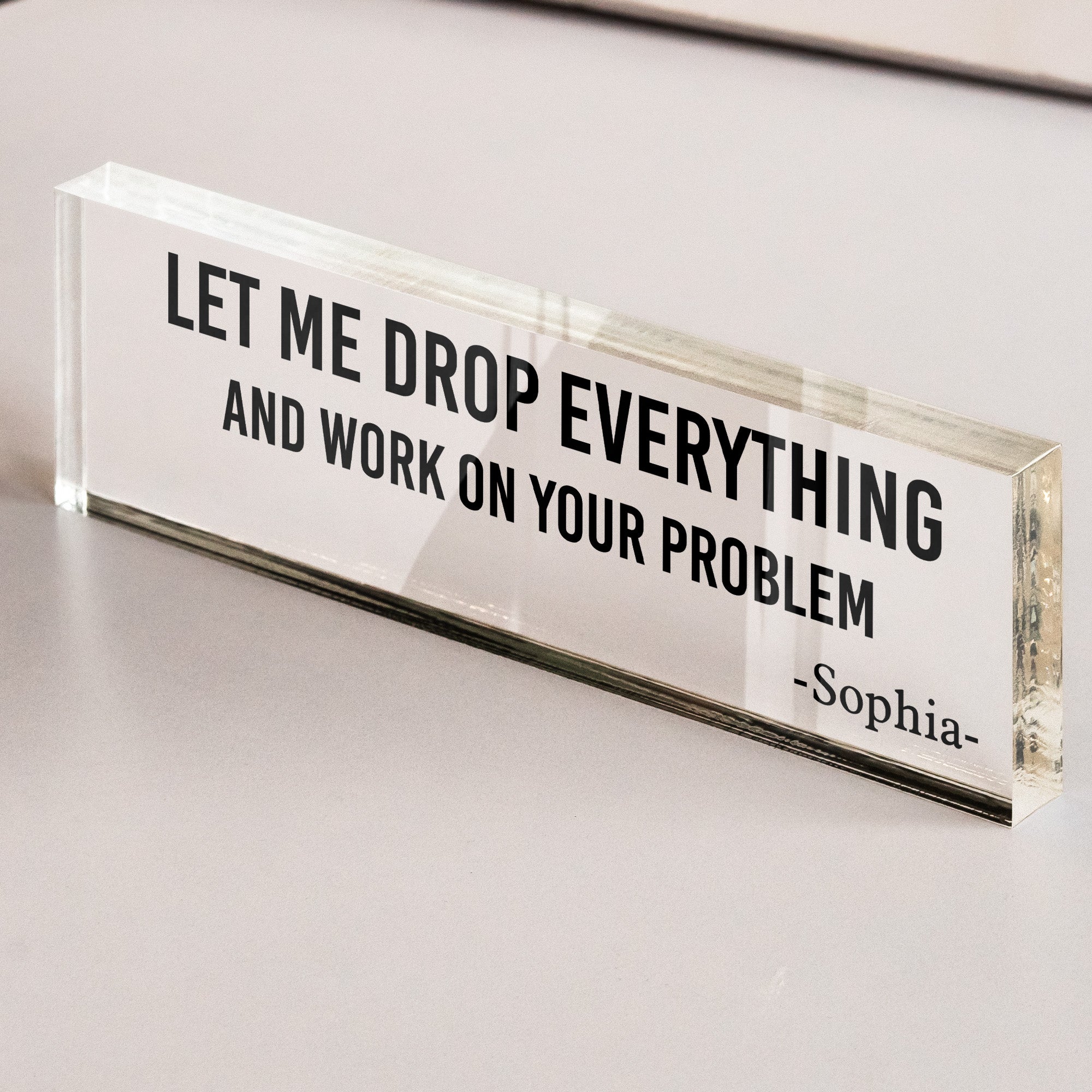 Funny Office Sign Desk Plate Gift For Coworker, Exchange Gift, White Elephant Gift - Personalized Name Plate
