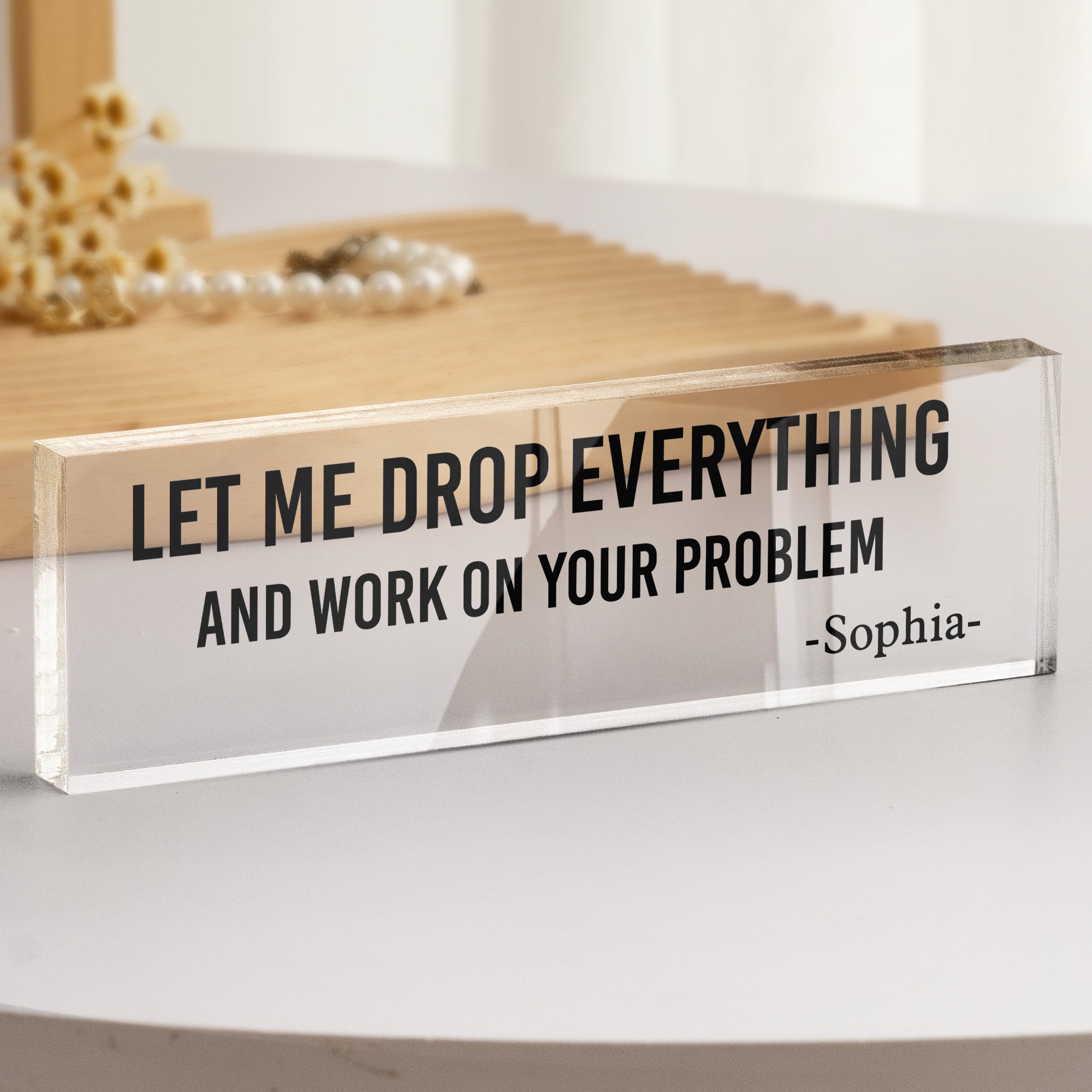 Funny Office Sign Desk Plate Gift For Coworker, Exchange Gift, White Elephant Gift - Personalized Name Plate