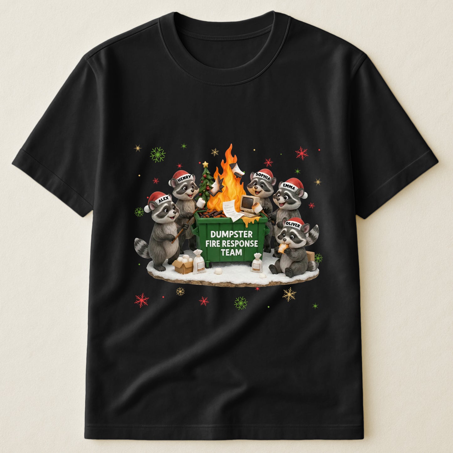Funny Raccoon Dumpster On Fire Response Team Matching Shirt - Exchange Gift, White Elephant Gifts - Personalized Shirt