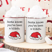 Funny Santa Coffee Red Handle Mug Rude Christmas - Sarcastic Gifts - Personalized Accent Mug