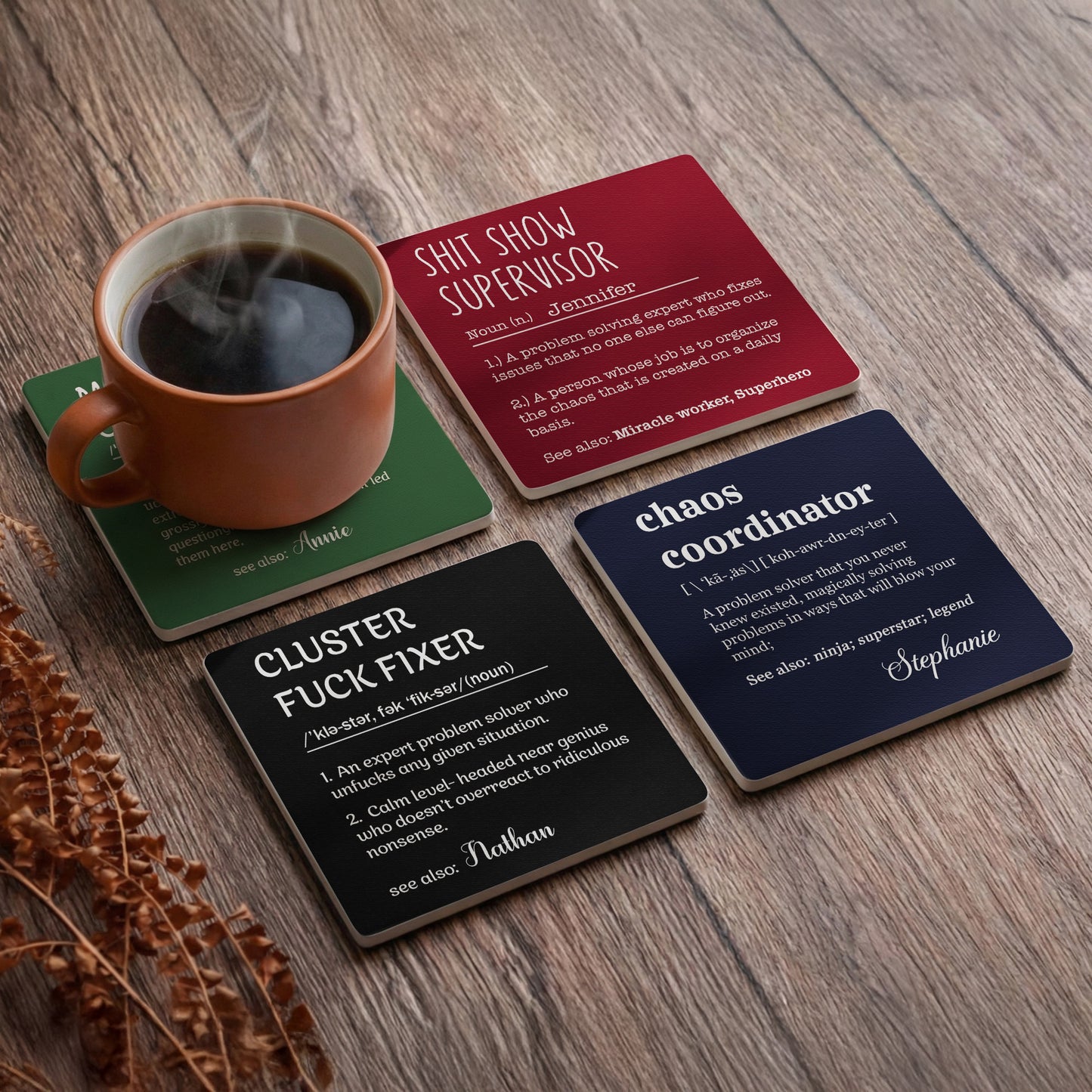 Funny Slate Coaster - Exchange Gifts, Gag Gift For Women, Men, Coworker, Boss - Personalized Ceramic Coaster