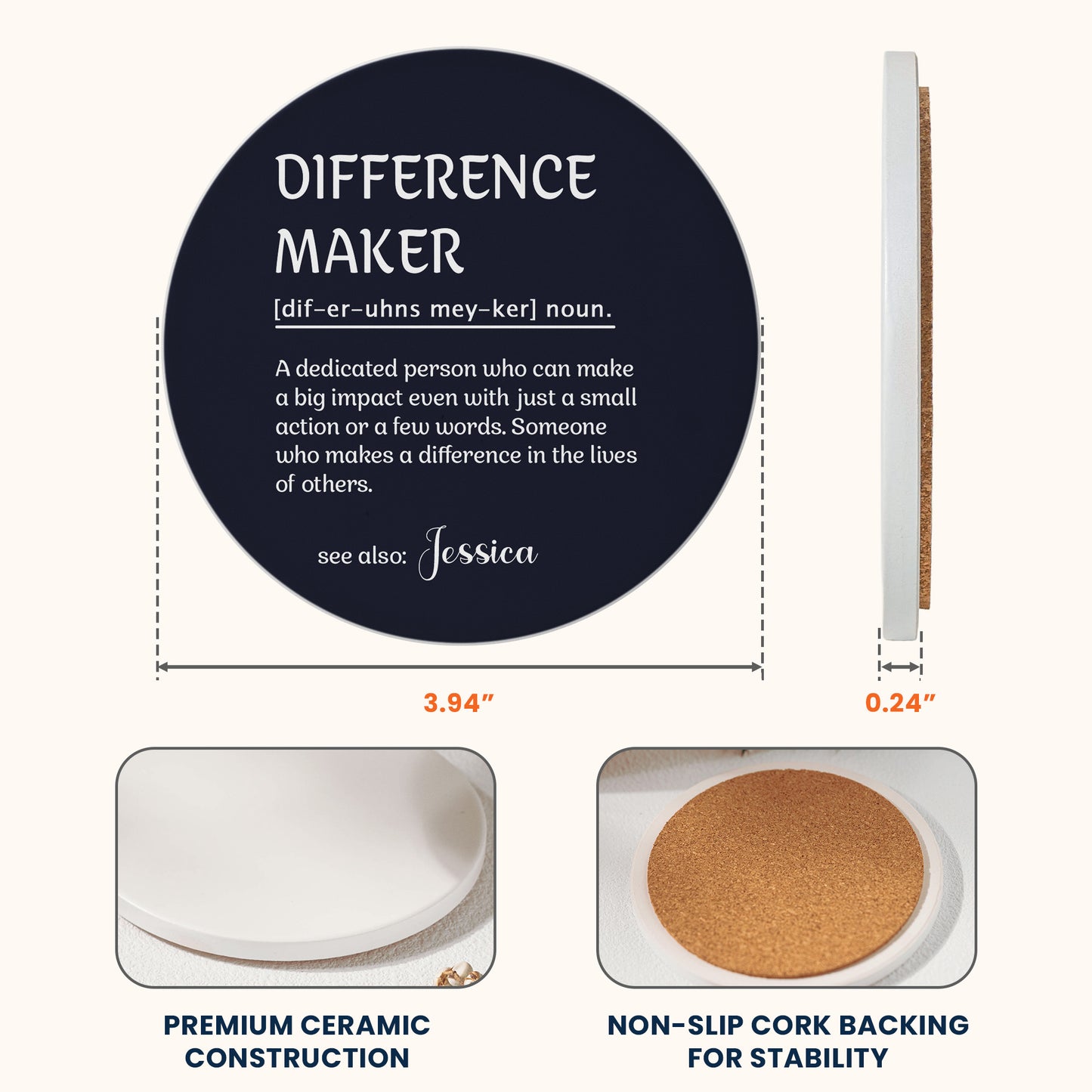 Funny Slate Coaster - Exchange Gifts, Gag Gift For Women, Men, Coworker, Boss - Personalized Ceramic Coaster