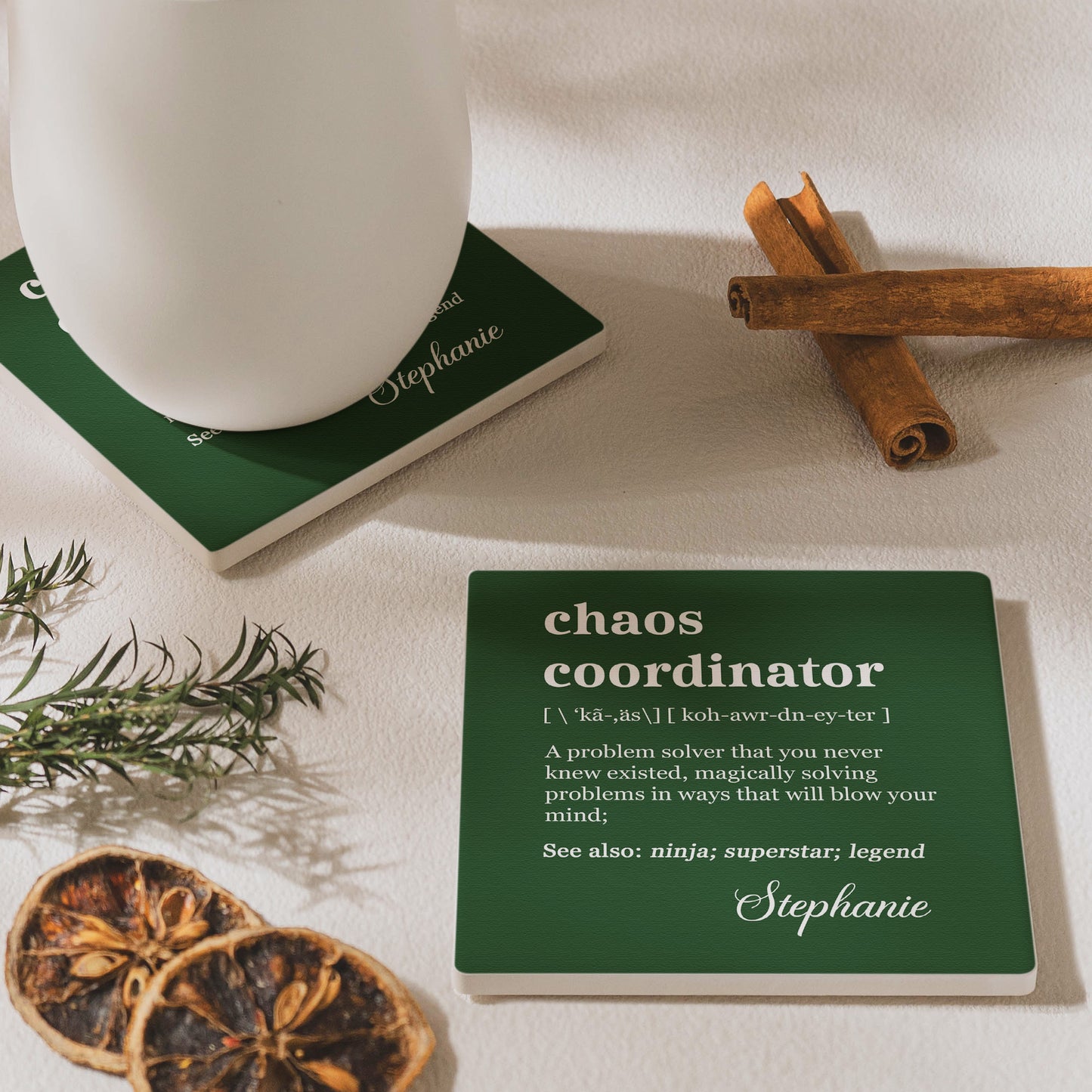 Funny Slate Coaster - Exchange Gifts, Gag Gift For Women, Men, Coworker, Boss - Personalized Ceramic Coaster