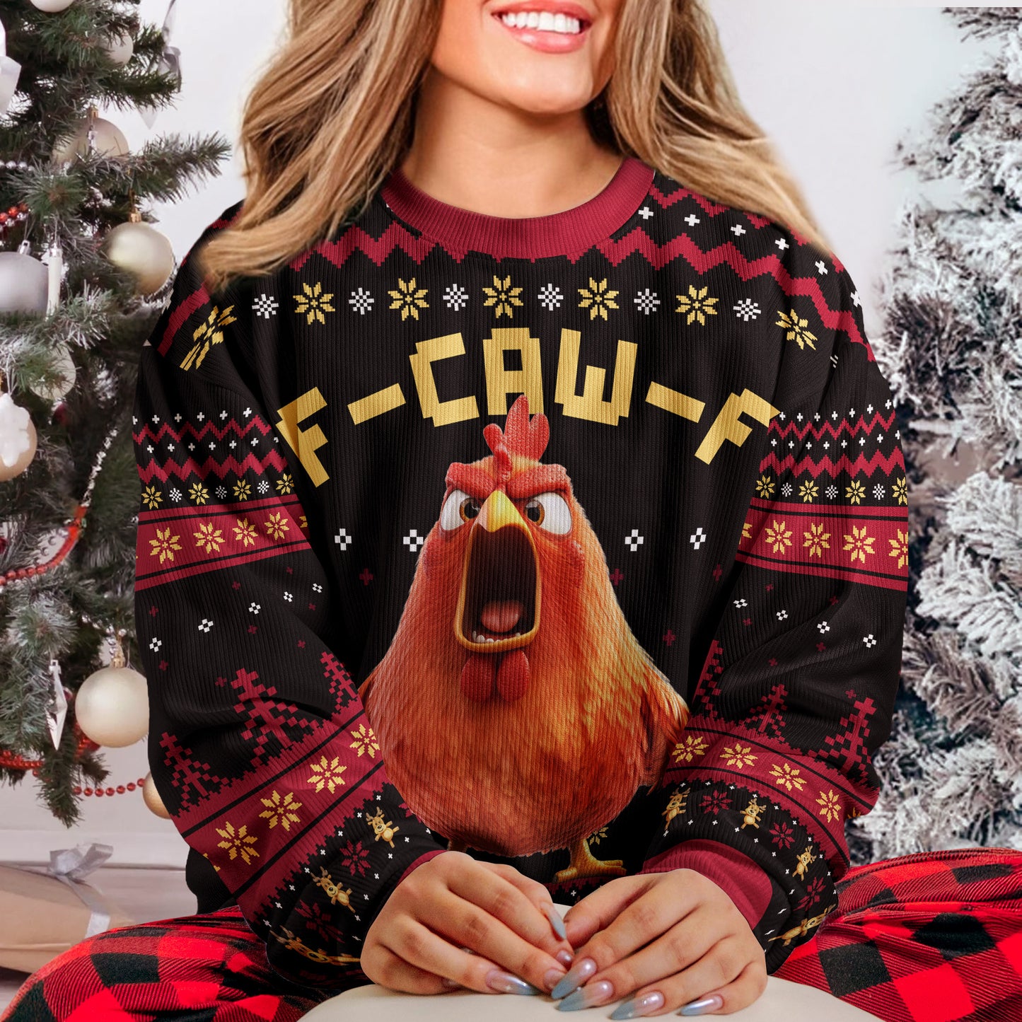 Funny Ugly Sweater For Xmas Party - Humorous F-Caw-F - Personalized Ugly Sweater