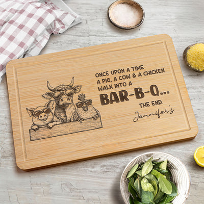 Funny Walk Into A Bar-B-Q - Personalized Engraved Wooden Cutting Board