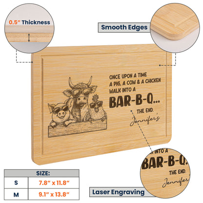Funny Walk Into A Bar-B-Q - Personalized Engraved Wooden Cutting Board