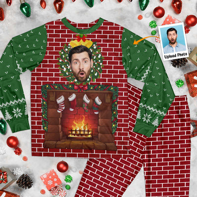 Funny Walking Fireplace - Personalized Photo Pajama Set