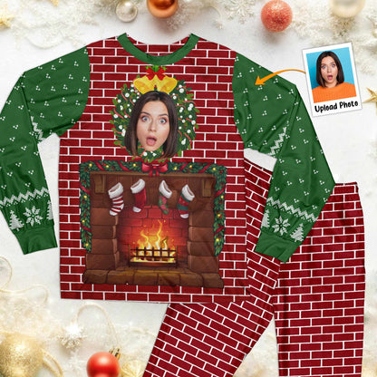 Funny Walking Fireplace - Personalized Photo Pajama Set