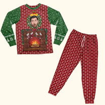 Funny Walking Fireplace - Personalized Photo Pajamas Set