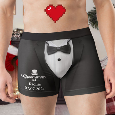Funny Wedding Gift For Groom And Groomsmen - Personalized Men's Boxer Briefs