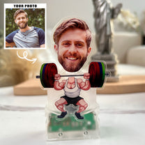 Funny Weight Lifting - Personalized Photo Shaking Head Acrylic Standee