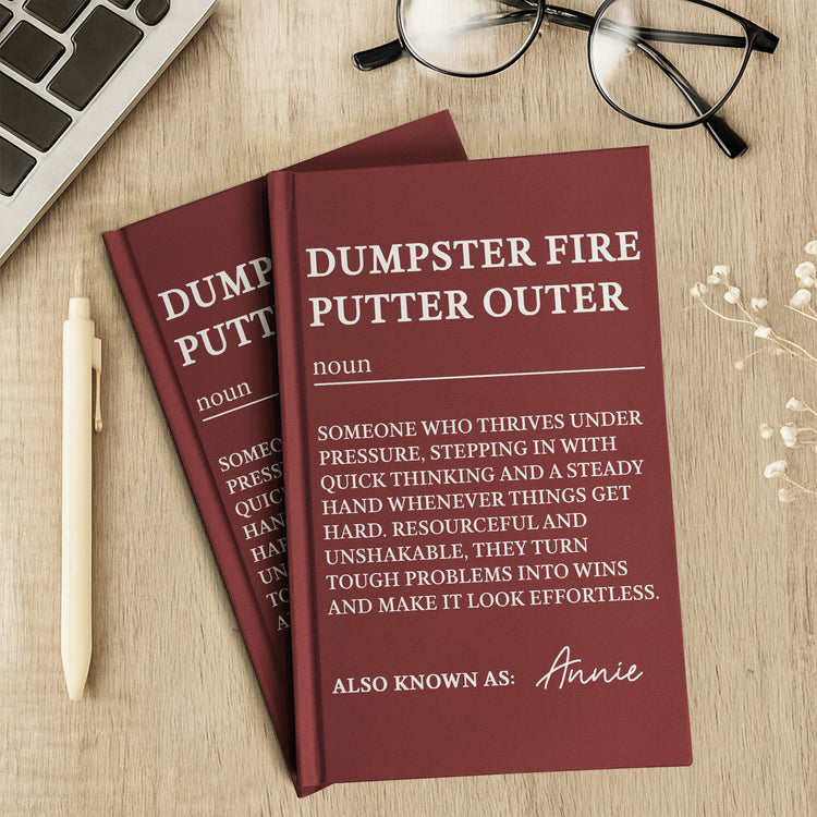 Funny-Bulk-Gifts-For-Coworker,-Boss,-Selfgift-Dumpster-Fire-Putter-Outer-Personalized-Journal-6