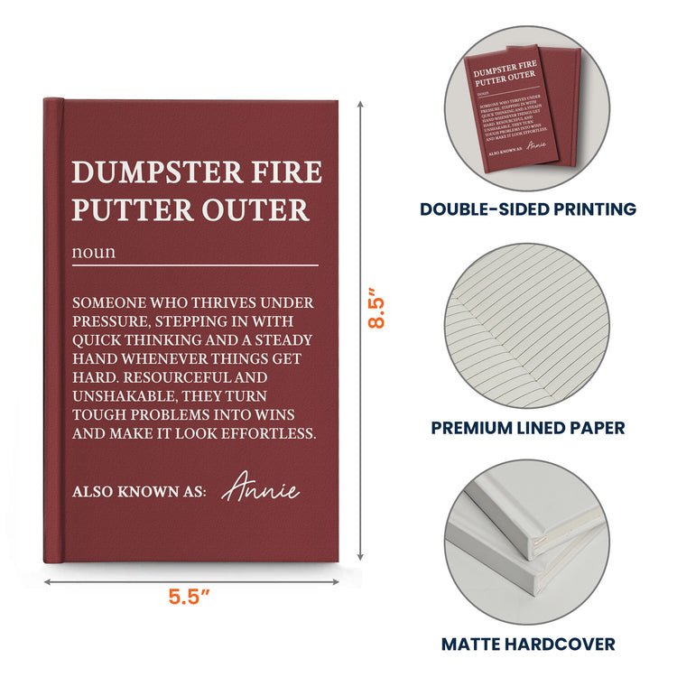 Funny-Bulk-Gifts-For-Coworker,-Boss,-Selfgift-Dumpster-Fire-Putter-Outer-Personalized-Journal-8