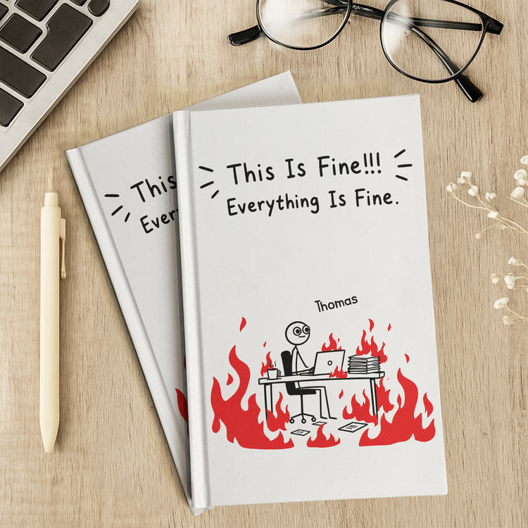 Funny-Bulk-Gifts-For-Coworker,-Boss,-Selfgift-This-Is-Fine!-Everything-Is-Fine-Personalized-Journal