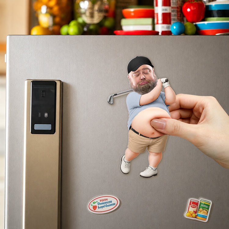 Funny-Custom-Face-For-Golf-Lovers,-Golf-Buddy,-Husband,-Dad-3D-Squishy-Personalized-Fridge-Magnet-3